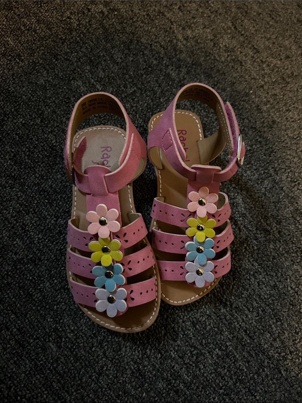 Rachel Pink Girls' Multi-Flower Strap Sandals